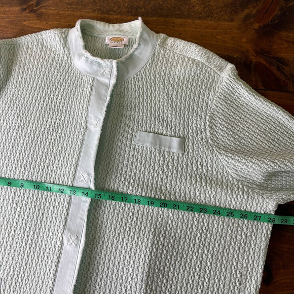 Vintage Talbots Mint Green Heavy Cotton Textured Knit Snap Button Jacket Size 3X - Picture 9 of 10